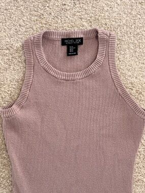 Rachel Zoe Dusty Mauve Ribbed Sleeveless Crewneck Sweater